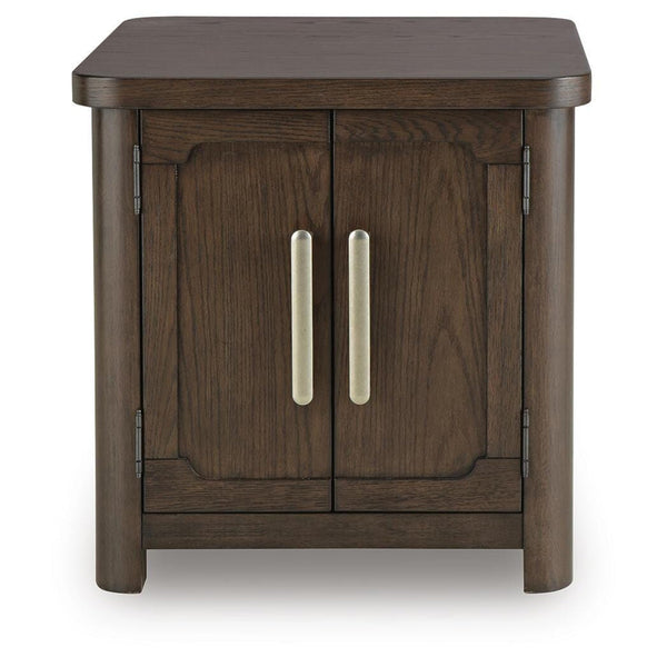 Relaxed Oak Rectangular End Table, with Open Shelf, Dark Brown Finish, for Living Room – alternate view 5