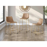 Set of 2 Ciabori Mid-Century Modern Dining Chair Kitchen Side Chair Solid Frame Beige — Brown