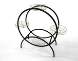Brass Metal 2-Circle Outdoor Indoor Plant Stand Garden Decor Flower Pot Shelves — Black