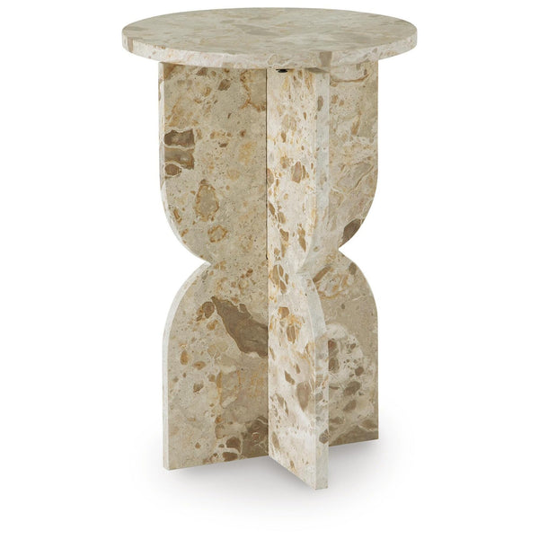 Contemporary Marble Square Accent Table, Beige Finish, for Living Room – alternate view 2
