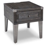 Contemporary Engineered Wood Rectangular End Table, with Storage Drawer, Built-in USB Charging, Dark Gray – alternate view 2