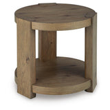 Everyday Oak Round End Table, with Open Shelf, Light Brown Finish, for Living Room – product view