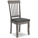 Set of 2 Gray Finish Solid Hardwood Side Dining Chairs with Padded Upholstered Seat for Kitchen & Dining Room