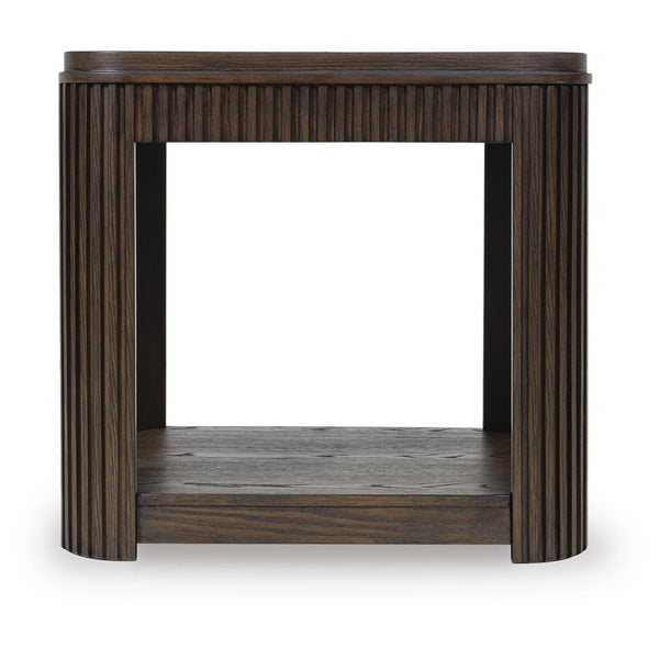 Sleek Engineered Wood Rectangular End Table, with Open Shelf, Warm Brown Finish, for Living Room – alternate view 3