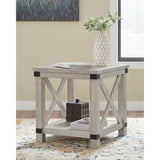 Everyday Acacia Rectangular End Table, with Open Shelf, Whitewash Finish, for Living Room – product view