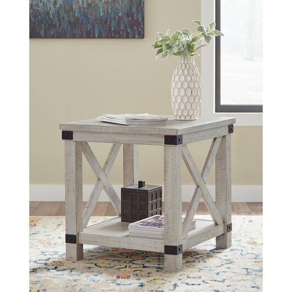 Everyday Acacia Rectangular End Table, with Open Shelf, Whitewash Finish, for Living Room – product view