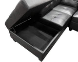 GTU Furniture Pu Leather Living Room Sectional Sofa Set in Black/White/Brown/Grey/Red — WITHOUT OTTOMAN / Black
