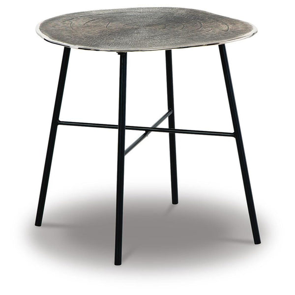 Contemporary Aluminum Round End Table, Chrome / Black Finish, for Living Room – alternate view 2