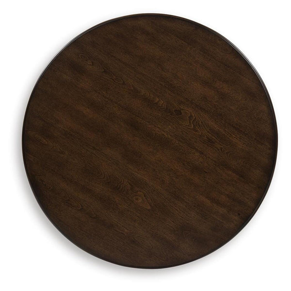 Timeless Faux Marble Round End Table, Dark Brown Finish, for Living Room – alternate view 5