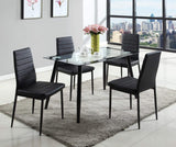 GTU Furniture Set of 4 PU Leather Dining Side Chairs with Padded Seat Foot Cap Protection Stable Frame Heavy Duty Elegant Ergonomically High Back Design for Kitchen Dining Room Home Furniture — Black