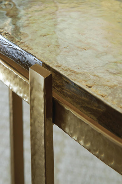Sleek Glass Rectangular Accent Table, Gold Finish, for Living Room – alternate view 6