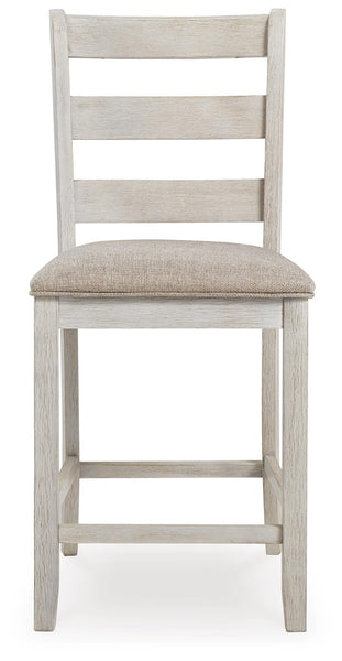 Set of 2 White / Light Brown Polyester Counter Height Bar Stools for Home Bar – alternate view 6