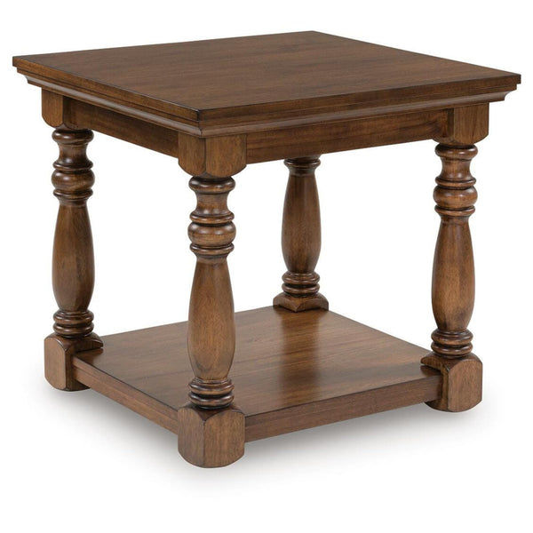 Classic Engineered Wood Rectangular End Table, with Open Shelf, Brown Finish, for Living Room – alternate view 2