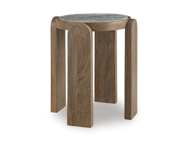 Modern Marble Square Accent Table, Gray / White / Brown Finish, for Living Room – alternate view 2