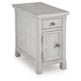 Casual Ash Wood Rectangular Chairside End Table, with Storage Drawer, Antique White Finish, for Living – alternate view 2
