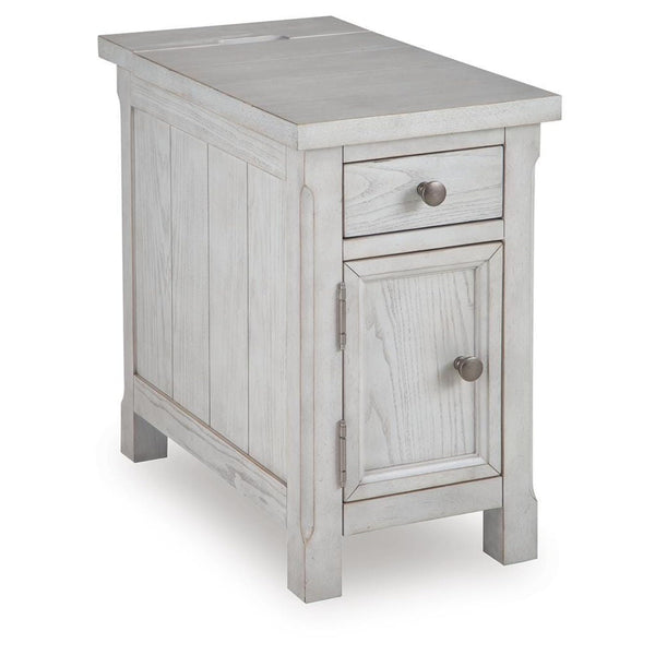 Casual Ash Wood Rectangular Chairside End Table, with Storage Drawer, Antique White Finish, for Living – alternate view 2