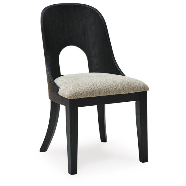 GTU Furniture Set of 2 Rowanbeck Art Deco Contemporary Dining Chair Kitchen Side Chair Solid Frame Black