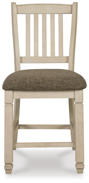GTU Furniture Set of 2 Two-Tone Wood Counter Height Bar Stools with Woven Fabric Seat