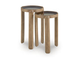 Set of 2 Everyday Glass Square Accent Table, Light Brown Finish, for Living Room – alternate view 3