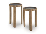 Set of 2 Everyday Glass Square Accent Table, Light Brown Finish, for Living Room – alternate view 4
