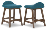 GTU Furniture Set of 2 Mid-Century Counter Height Bar Stools, Cushioned, Color Collection — Blue/Brown