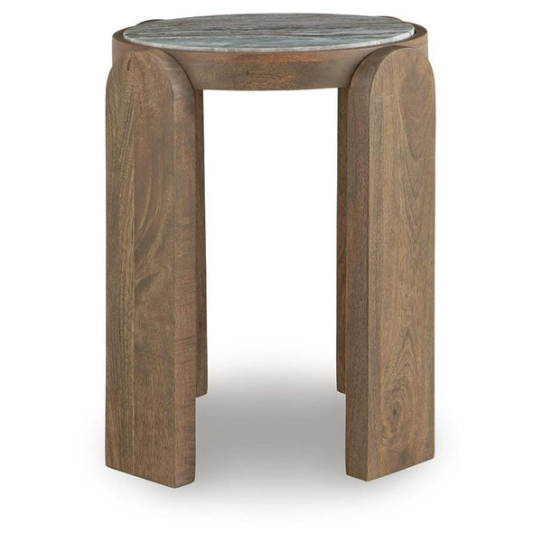 Modern Marble Square Accent Table, Gray / White / Brown Finish, for Living Room – alternate view 8