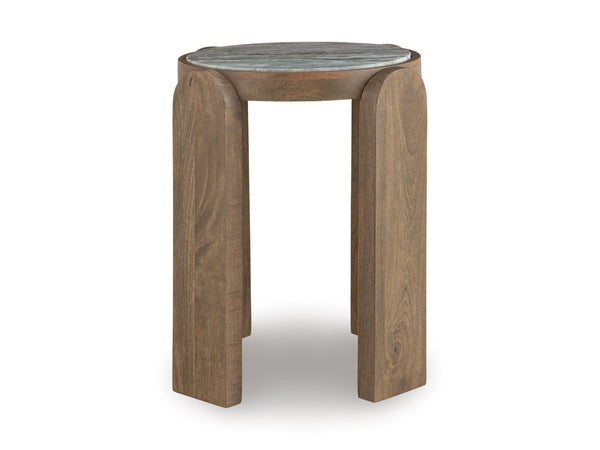 Modern Marble Square Accent Table, Gray / White / Brown Finish, for Living Room – alternate view 7