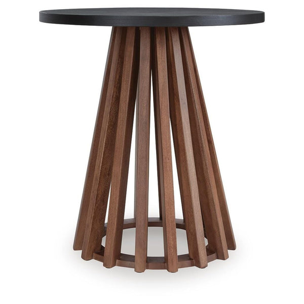 Everyday Mango Wood Round End Table, Warm Brown / Black Finish, for Living Room – alternate view 3