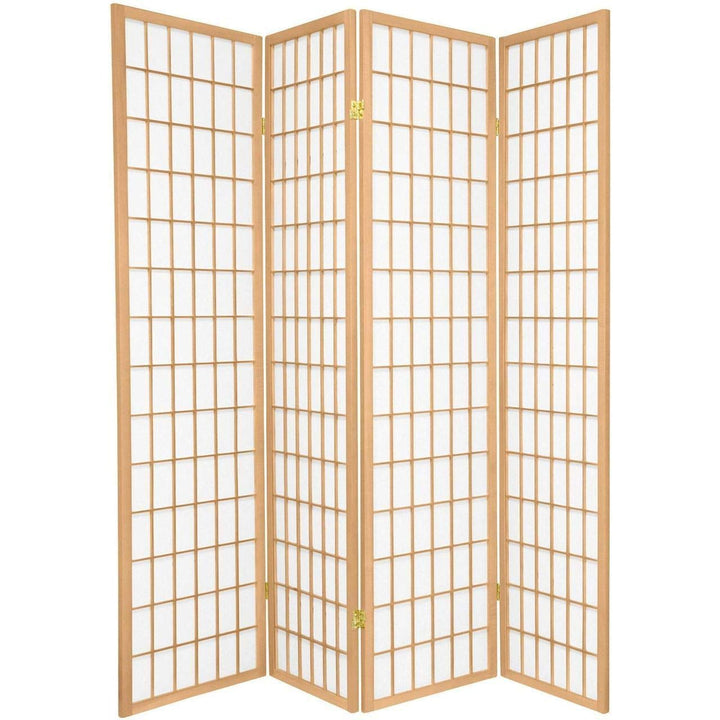 Japanese Style 4 Panels Wood Shoji Room Divider Screen Oriental for Home/Office — Natural