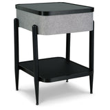 Modern Glass Square Accent Table, Wireless Charging, Gray / Black Finish, for Living Room – alternate view 6