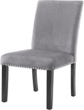 GTU Furniture 5Pc Square Dining Table with Faux Marble Top and 4 Upholstered Blue/Grey Chairs Dining Room Set — Grey Chair