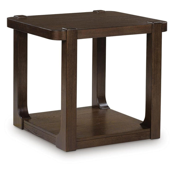 Modern Oak Rectangular End Table, with Open Shelf, Dark Brown Finish, for Living Room – alternate view 2