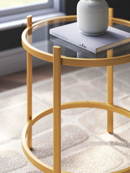 Casual Glass Square 3-Piece Coffee Table Set, Cocktail Table with 2 Matching End Tables, Gold Finish – alternate view 3