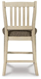 Set of 2 Two-Tone Wood Counter Height Bar Stools with Woven Fabric Seat – alternate view 6