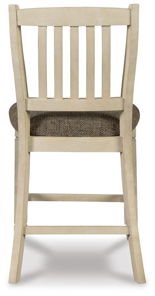GTU Furniture Set of 2 Two-Tone Wood Counter Height Bar Stools with Woven Fabric Seat