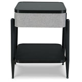 Modern Glass Square Accent Table, Wireless Charging, Gray / Black Finish, for Living Room – alternate view 3