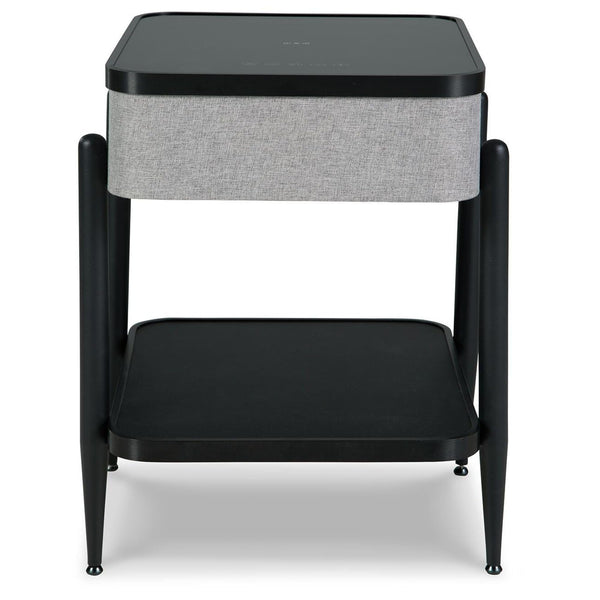 Modern Glass Square Accent Table, Wireless Charging, Gray / Black Finish, for Living Room – alternate view 3