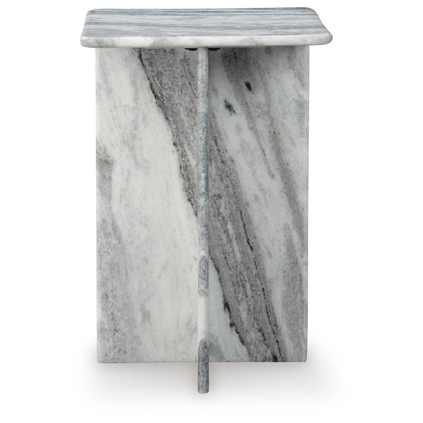 Contemporary Marble Square Accent Table, Gray Finish, for Living Room – alternate view 3
