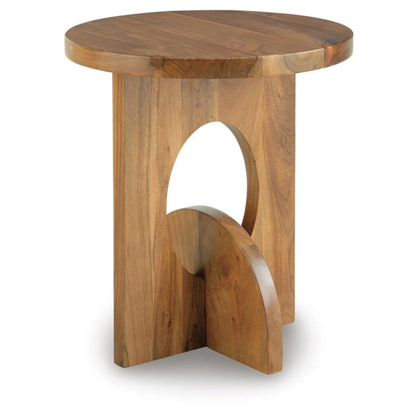 Modern Acacia Square Accent Table, Brown Finish, for Living Room – alternate view 2