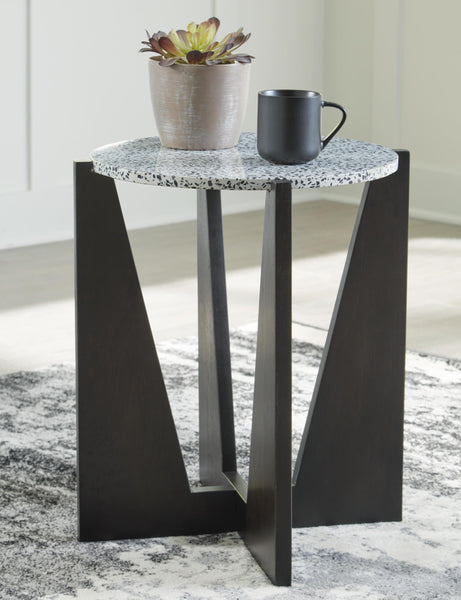 Modern Mango Wood Square Accent Table, Black / White Finish, for Living Room – product view