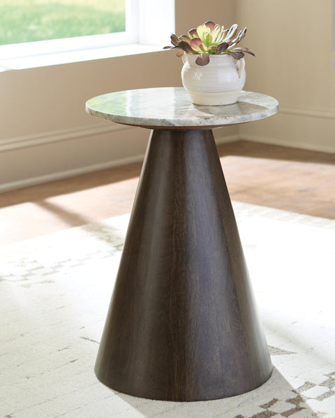 Casual Marble Square Accent Table, Gray / White / Brown Finish, for Living Room – product view