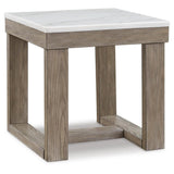 Casual Marble Square End Table, Brown / Ivory Finish, for Living Room – alternate view 2