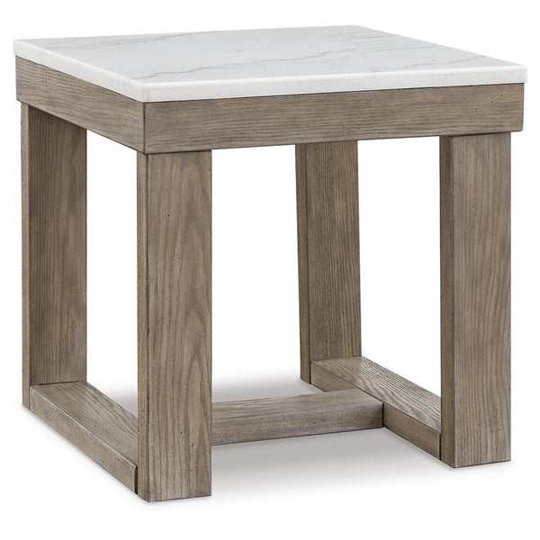 Casual Marble Square End Table, Brown / Ivory Finish, for Living Room – alternate view 2