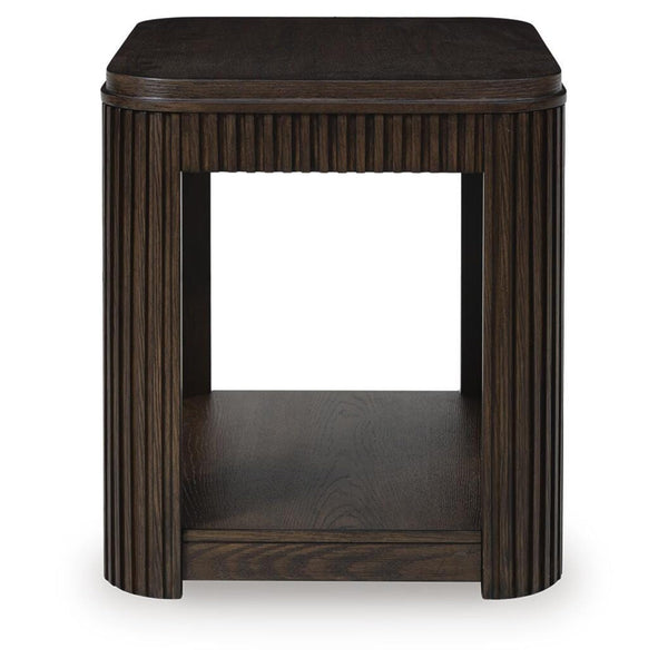 Sleek Engineered Wood Rectangular End Table, with Open Shelf, Warm Brown Finish, for Living Room – alternate view 2