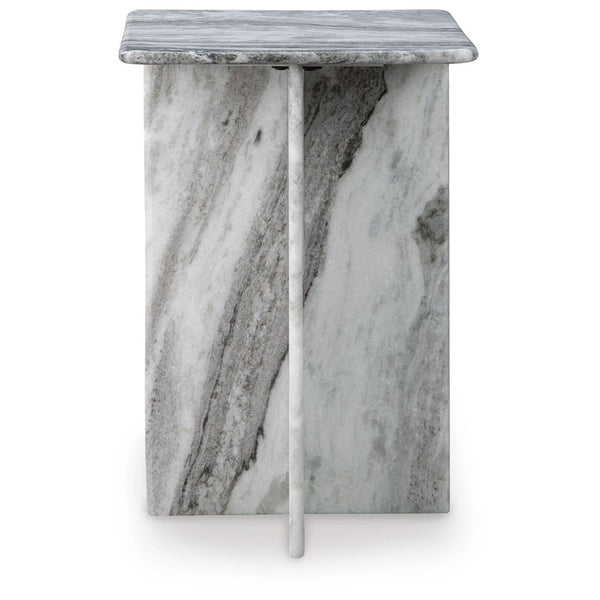 Contemporary Marble Square Accent Table, Gray Finish, for Living Room – alternate view 6