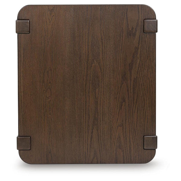 Modern Oak Rectangular End Table, with Open Shelf, Dark Brown Finish, for Living Room – alternate view 6