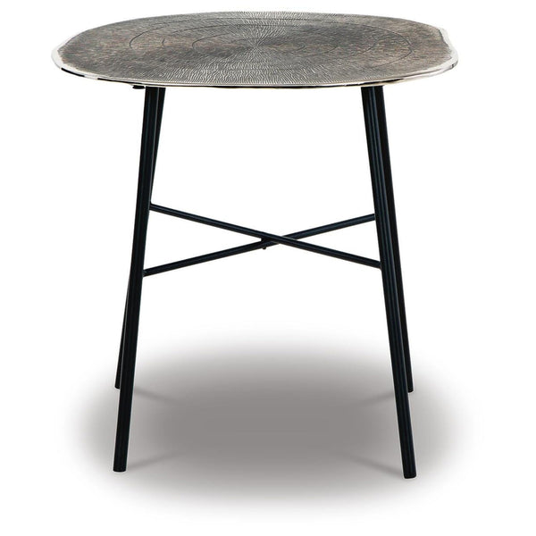 Contemporary Aluminum Round End Table, Chrome / Black Finish, for Living Room – alternate view 3