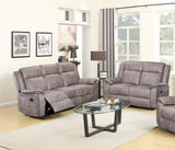 GTU Amazon B07SBKK4F2 MAIN • GTU-U9077S+L — GTU Furniture Double Reclining Sofa and Loveseat, Grey Polished Microfiber Living Furniture Set — Sofa+Loveseat