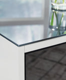 Modern Glass Rectangular End Table, with Storage Drawer, White / Black Finish, for Living Room – alternate view 8