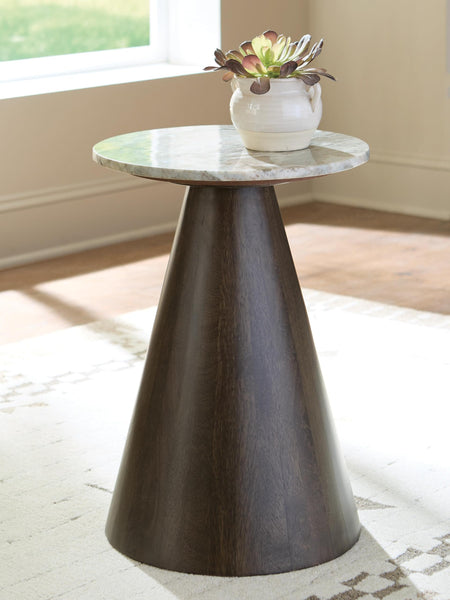 Casual Marble Square Accent Table, Gray / White / Brown Finish, for Living Room – alternate view 2
